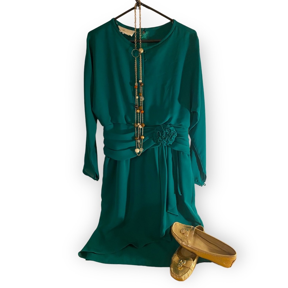 Vintage Forest Green Chiffon Dress